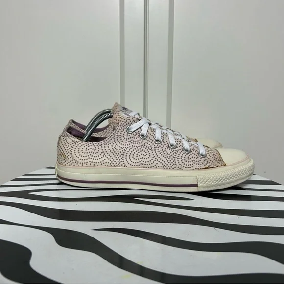 Converse ctas low polka dot heart purple beige - Picture 1 of 8